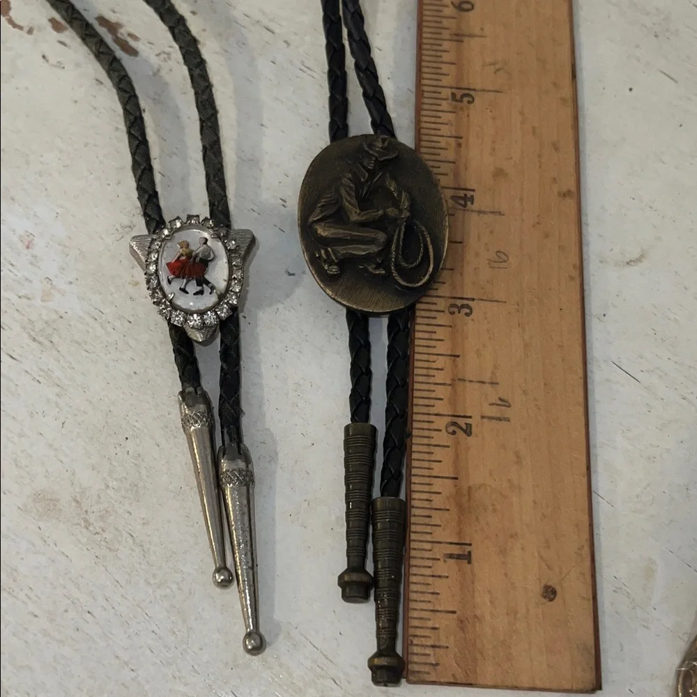 Lot 2 Vintage Cowboy Bolo ties Western